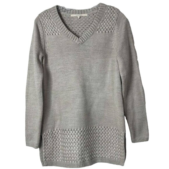 Stitch Fix 41 Hawthorn Knit V-Neck Long Sleeve Pullover Sweater Taupe Size Small - Picture 1 of 12